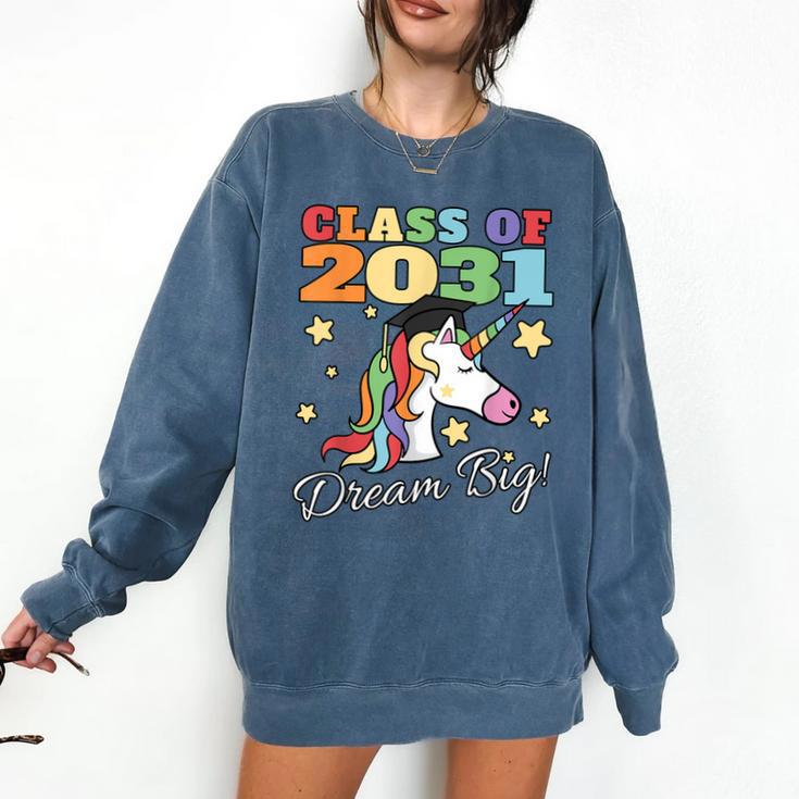 Class Of 2031 Magical Unicorn Graduation Cap Comfort Colors Sweatshirt