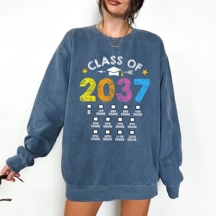 Class Of 2037 Grow With Me Checklist Graduation Comfort Colors Sweatshirt