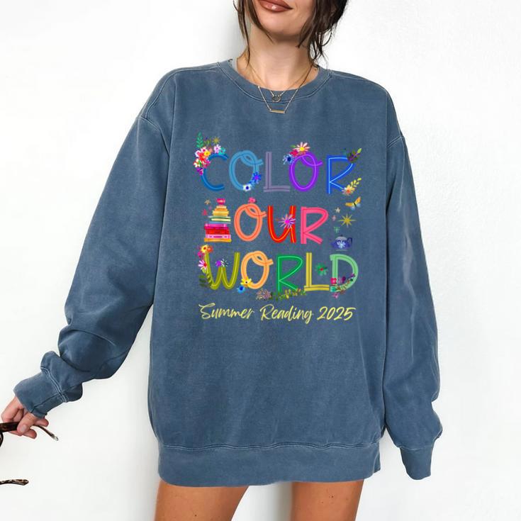 Color Our World Summer Reading 2025 Boho Wildflower Book Comfort Colors Sweatshirt