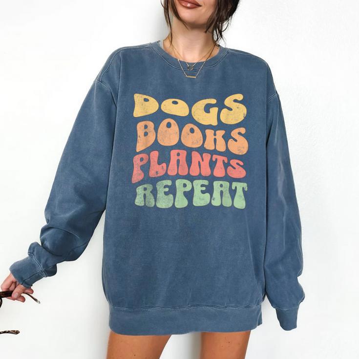 Colorful Dogs Books Plants Repeat Comfort Colors Sweatshirt