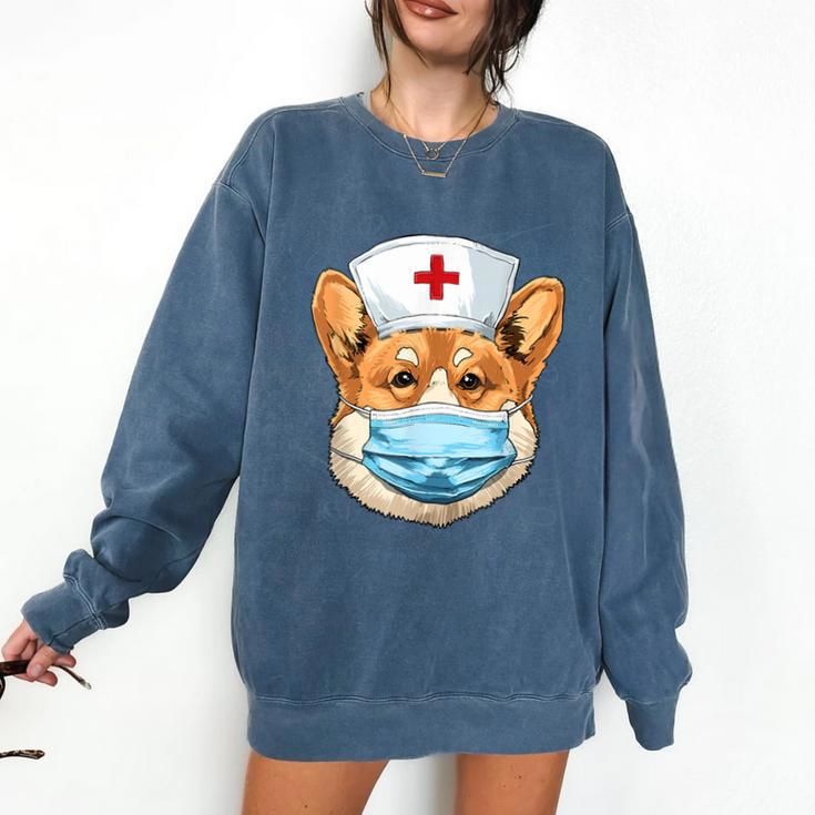 Corgi Dog Nurse RN Nursing School Graduation Comfort Colors Sweatshirt