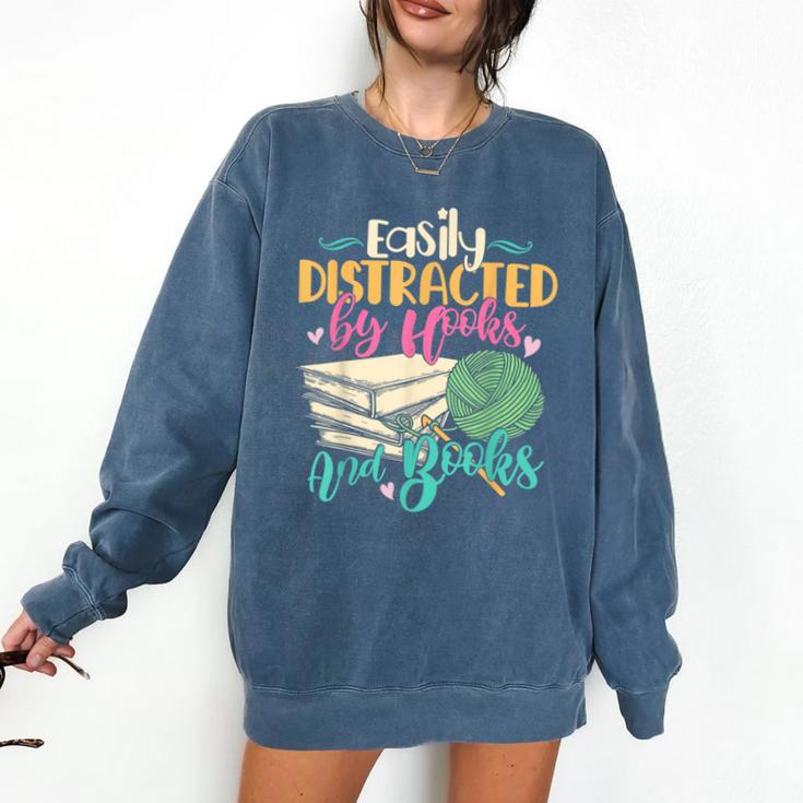 Crochet And Reading Crocheter Bookish Crocheting Book Lover Comfort Colors Sweatshirt