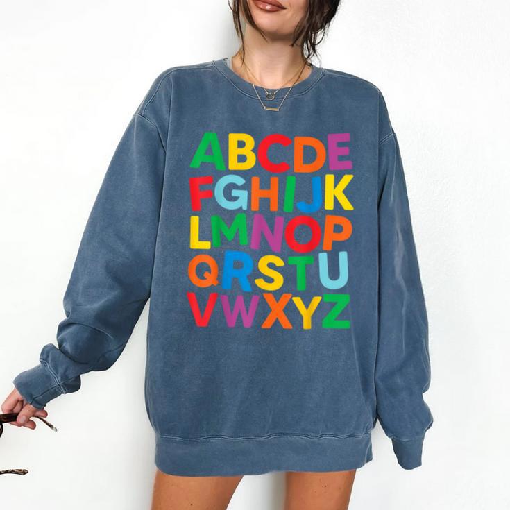 Cute ABCs Shirt Alphabet Colorful Letters Reading Books Kids Comfort Colors Sweatshirt