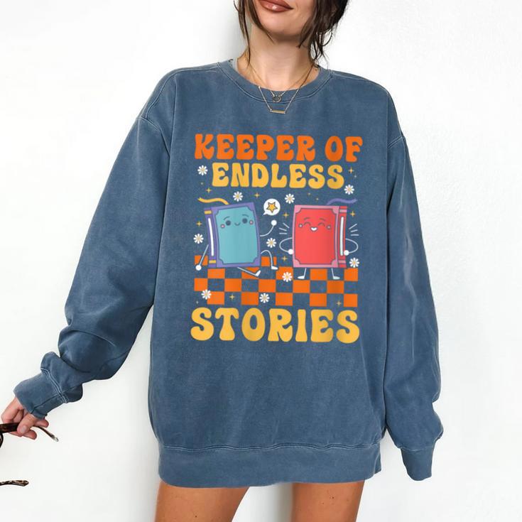 Cute Librarian Library Book Lover Keeper Of Endless Stories Comfort Colors Sweatshirt