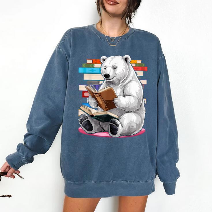 Cute Polar Bear Is Reading a Book Reading Polar Bear Comfort Colors Sweatshirt
