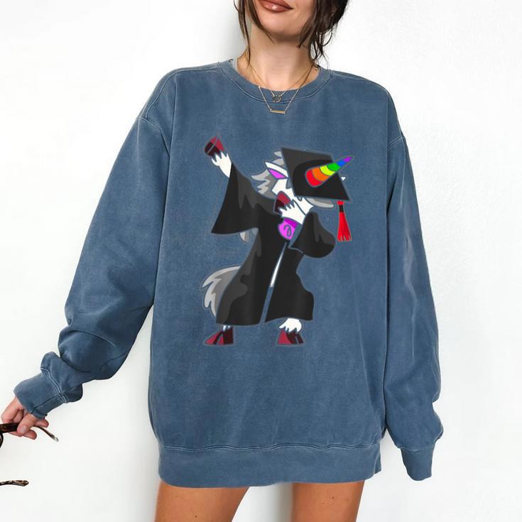 Dabbing Unicorn Cap And Gown Graduate 2021 Graduation Day Comfort Colors Sweatshirt