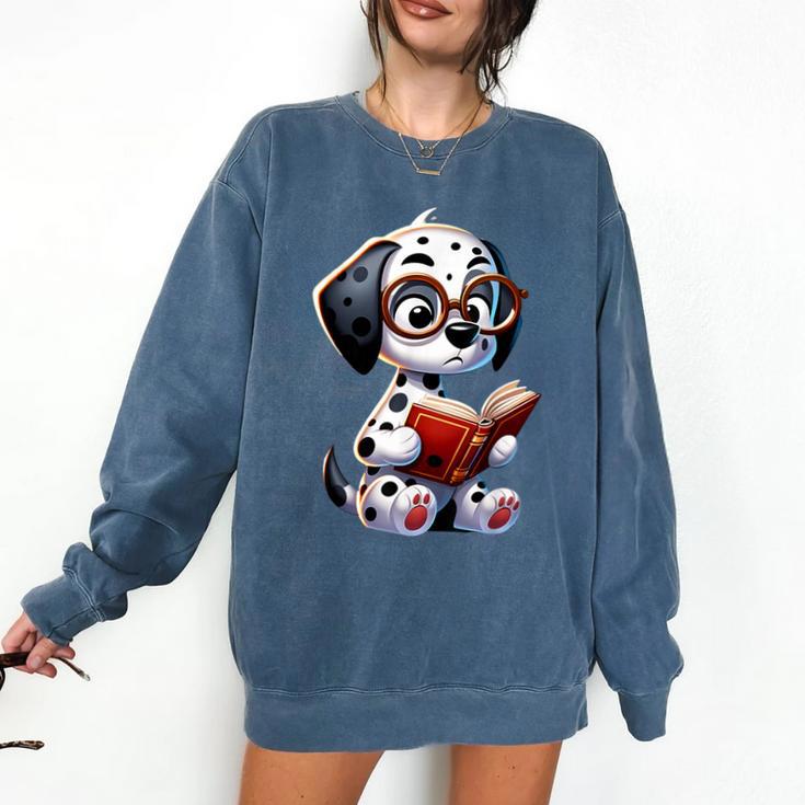 Dalmatian Reading a Book Dog Comfort Colors Sweatshirt