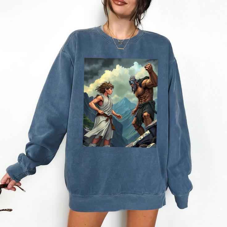 David And Goliath Bible Book Of Samuel King David Comic Comfort Colors Sweatshirt