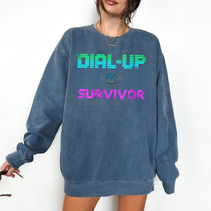 Dial Up Survivor Retro Modem Nostalgia Tech Top Comfort Colors Sweatshirt
