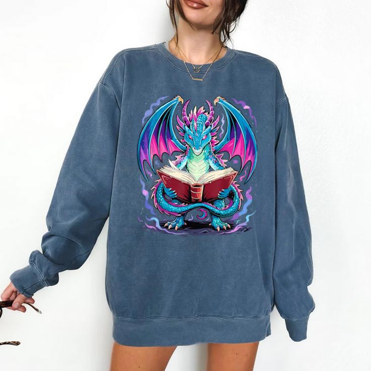 Dragon Reading Book Lover Comfort Colors Sweatshirt