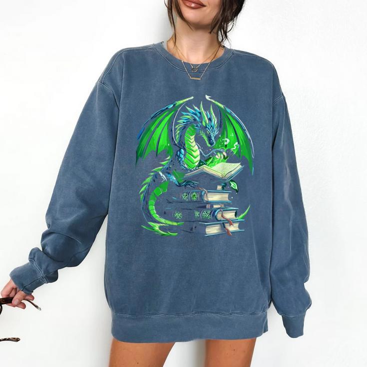 Dragon Reading Books Bookworm Comfort Colors Sweatshirt