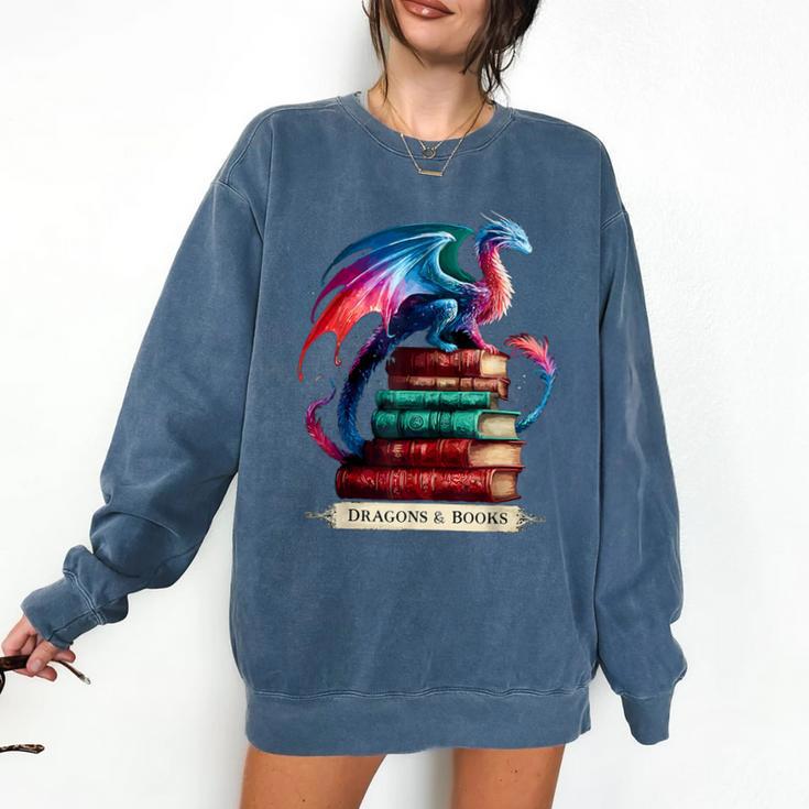 Dragons And Books Dragonworm Book Lover Reading Comfort Colors Sweatshirt
