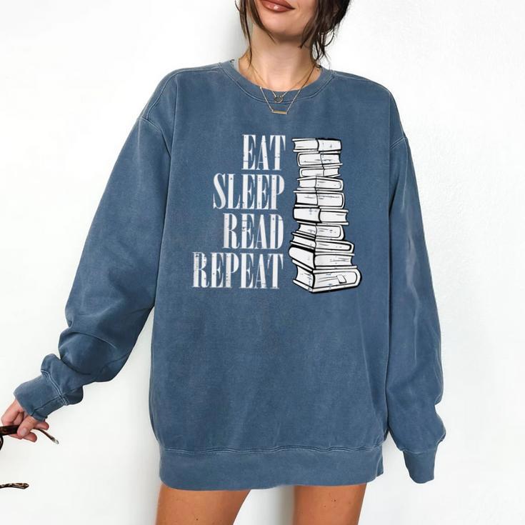 Eat Sleep Read Repeat Reading Book Librarian Men Women Kids Comfort Colors Sweatshirt