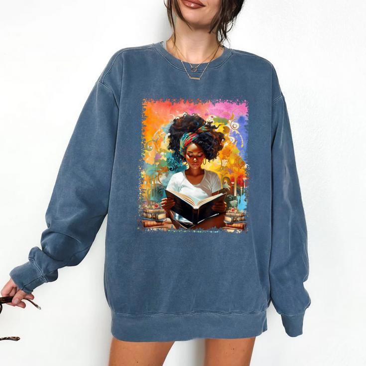 Educated Afro Girl Reading Book Lover History Month Comfort Colors Sweatshirt