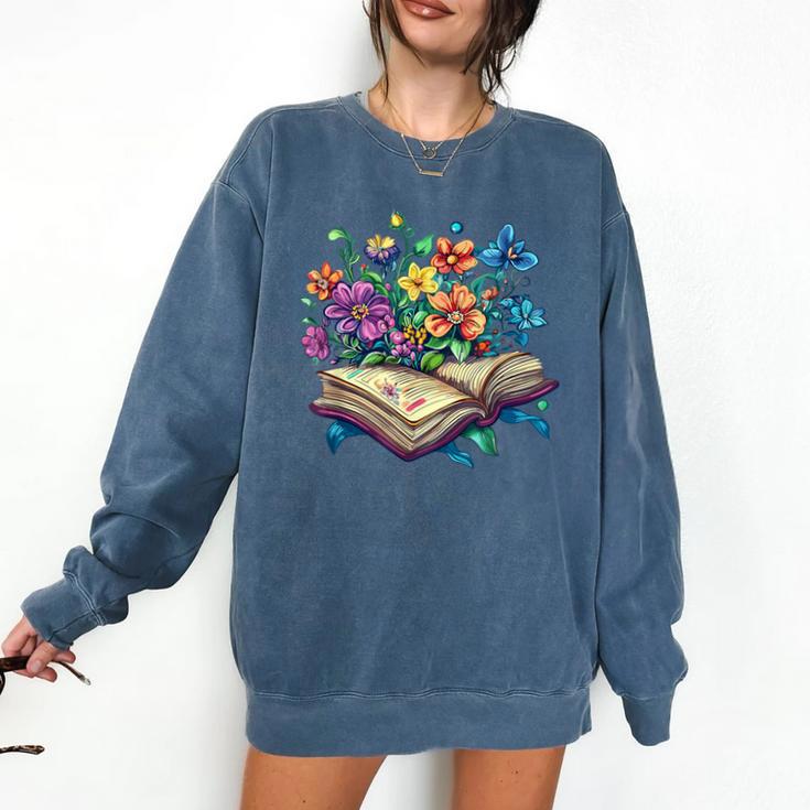 Enchanted Open Book With Blooming Flowers Comfort Colors Sweatshirt