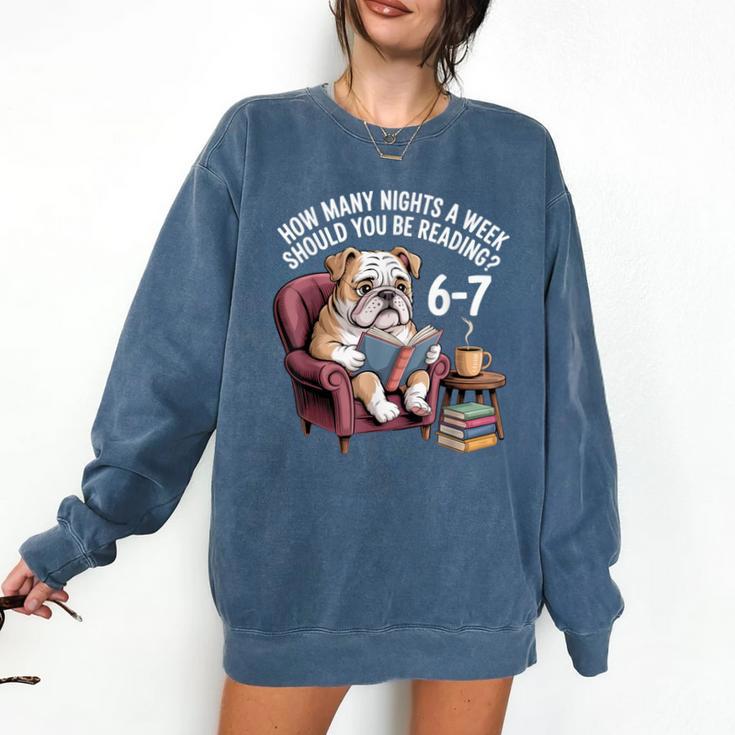 English Bulldog Dog Reading Book 67 Six Seven Meme Comfort Colors Sweatshirt