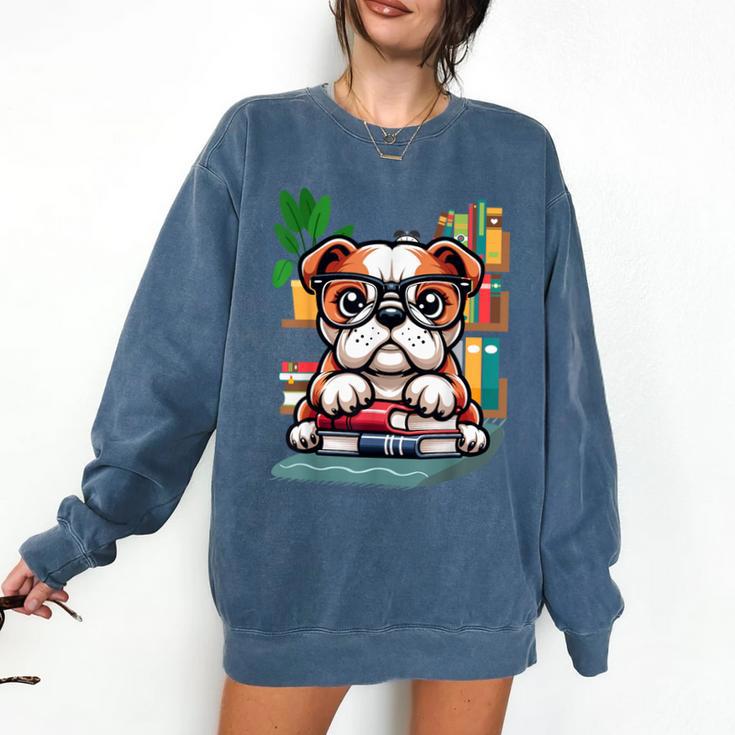 English Bulldog Reading a Book Dog Comfort Colors Sweatshirt