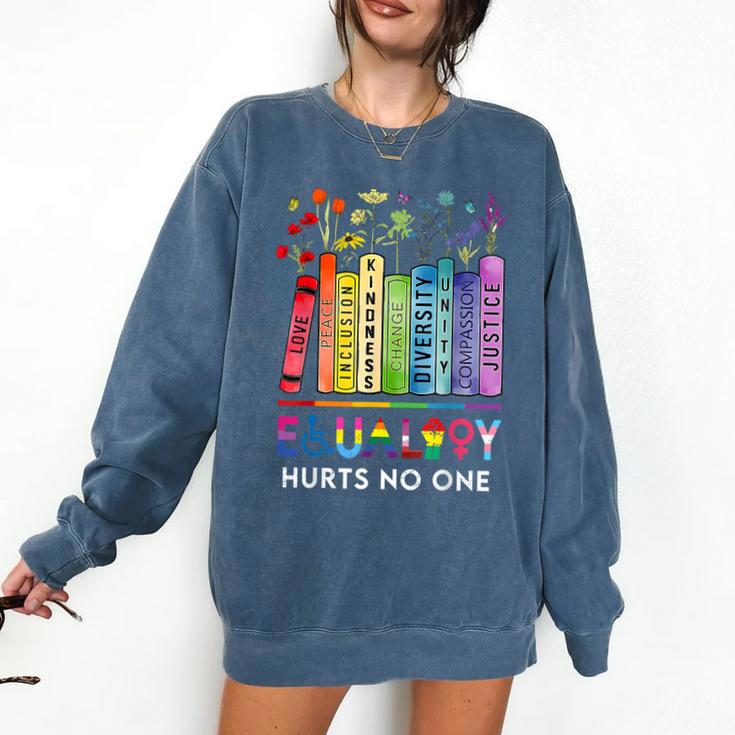 Equality Hurts No One Book Flower Rainbow Pride Month LGBTQ Comfort Colors Sweatshirt