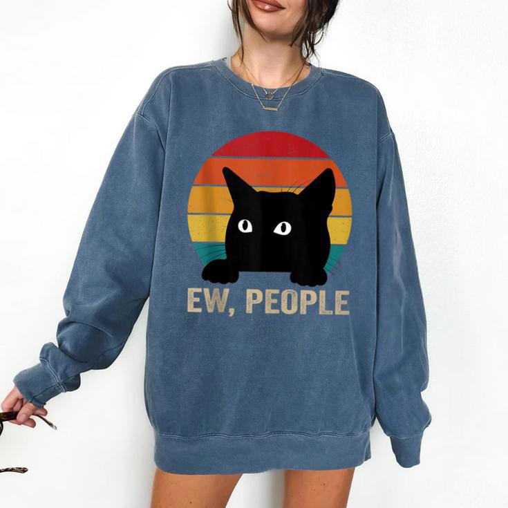 Ew People Introvert Cat Lover Cat Lady Vintage Comfort Colors Sweatshirt