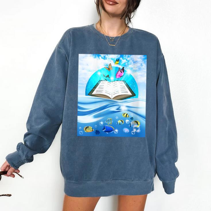 Frutiger Aero Aesthetic Tech Book Butterfly Comfort Colors Sweatshirt