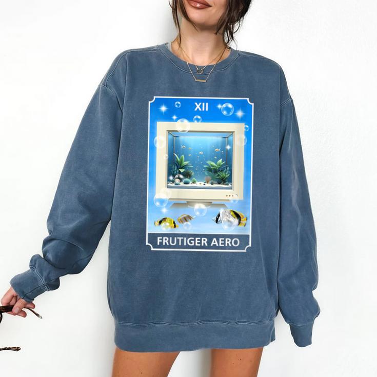 Frutiger Aero Aesthetic Tech Computer Aquarium Tarot Card Comfort Colors Sweatshirt