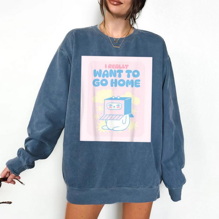Fun Cute Introvert Cat Character Quote Men Women Comfort Colors Sweatshirt