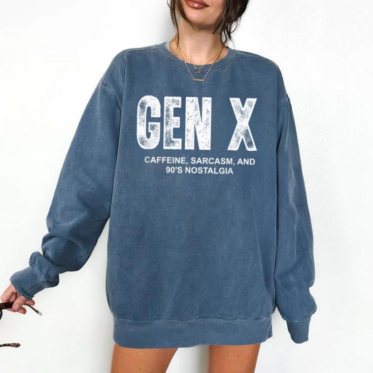 Gen X Caffeine Sarcasm 90s Nostalgia Men Women Graphic Comfort Colors Sweatshirt