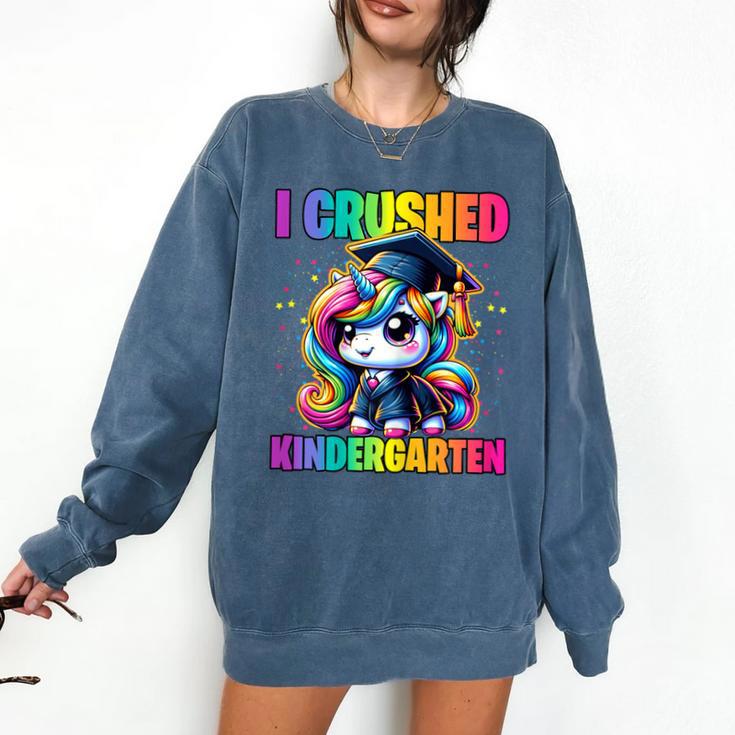 Graduation I Crushed Kindergarten Unicorn Girls Grad Magical Comfort Colors Sweatshirt