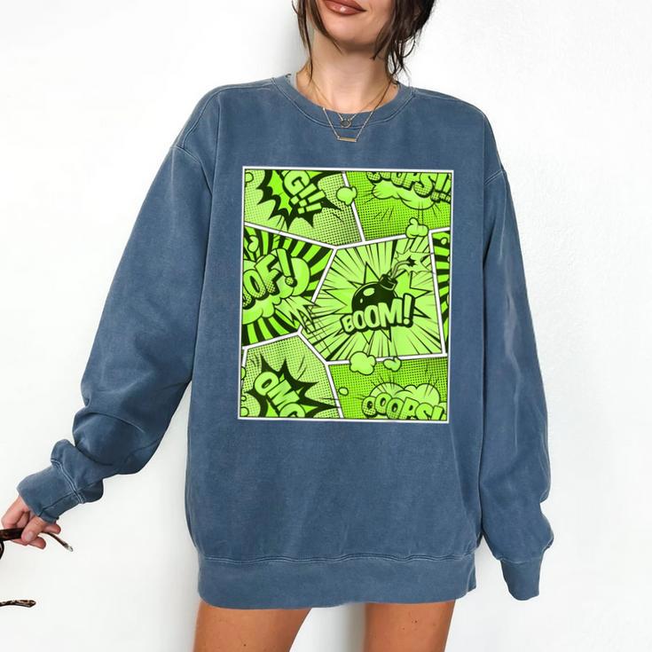 Green Comic Book Green Graphic Comfort Colors Sweatshirt