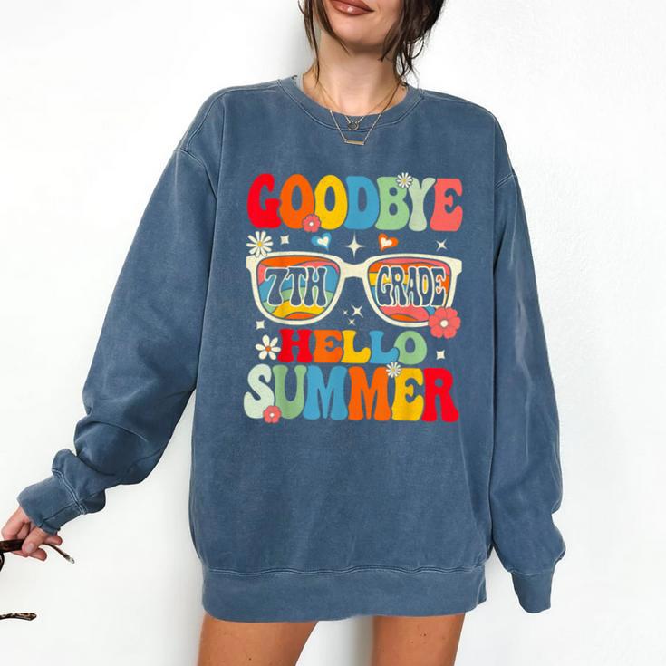 Groovy Goodbye 7th Grade Graduation Hello Summer Kids Comfort Colors Sweatshirt