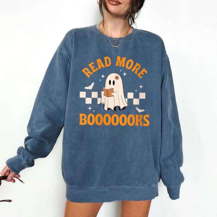 Groovy Halloween Teacher Spooky Read More Book Women Girl Comfort Colors Sweatshirt