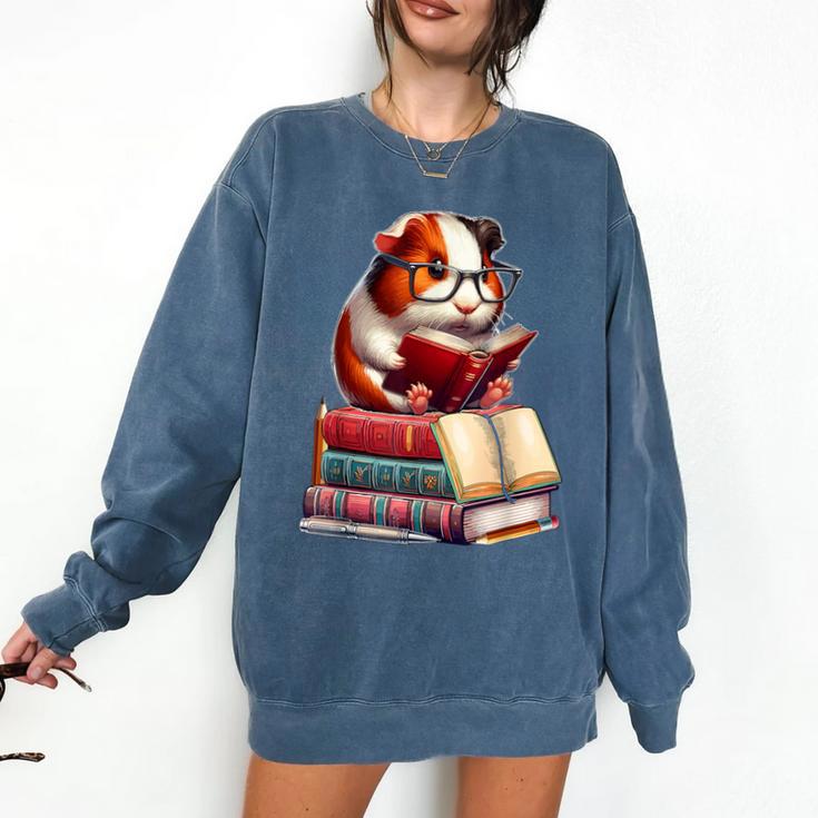Guinea Pig Reading Books Matching Bookworm Readers Librarian Comfort Colors Sweatshirt
