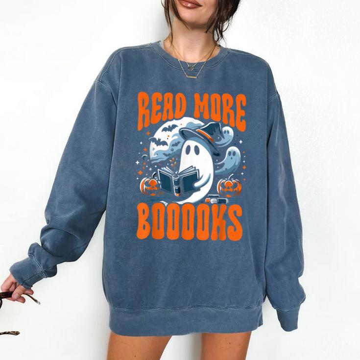 Halloween Book Lover Ghost Boo Pun Read More Boooks Comfort Colors Sweatshirt