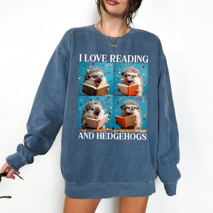Hedgehog Love Reading And Hedgehogs Child Book Lover Comfort Colors Sweatshirt