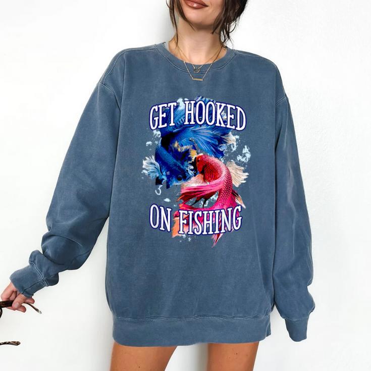 Hooked On Fishing Introvert Sayings Antisocial Quotes Comfort Colors Sweatshirt