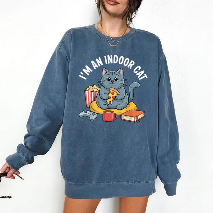 I'm An Indoor Cat Introvert Pizza Popcorn Book Gamer Cat Comfort Colors Sweatshirt