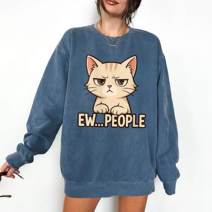 Introvert Anime Cat Ew People Comfort Colors Sweatshirt