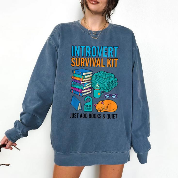 Introvert Book Lover Introvert Survival Kit Comfort Colors Sweatshirt