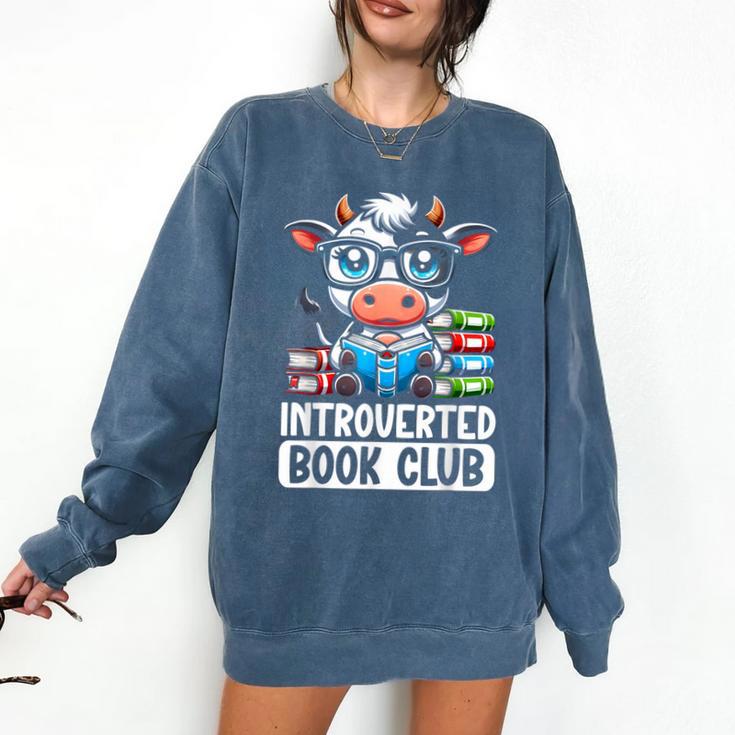 Introverted Book Club Reading Lover Cow Comfort Colors Sweatshirt