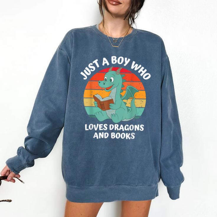 Just A Boy Who Loves Dragons And Books Kids Toddler Baby 5T Comfort Colors Sweatshirt