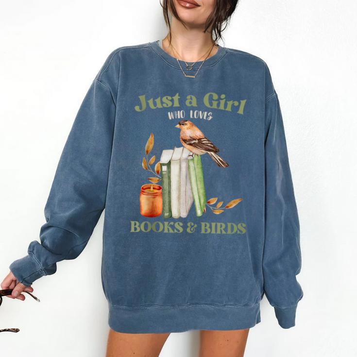 Just a Girl Who Loves Books And Birds Book Reading Bird Love Comfort Colors Sweatshirt