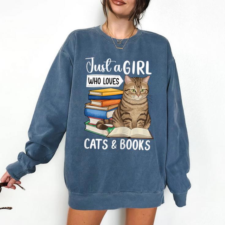 Just a Girl Who Loves Cats And Books Comfort Colors Sweatshirt