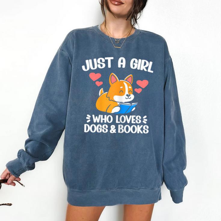 Just A Girl Who Loves Dogs And Books Reading Dog Puppy Lover Comfort Colors Sweatshirt