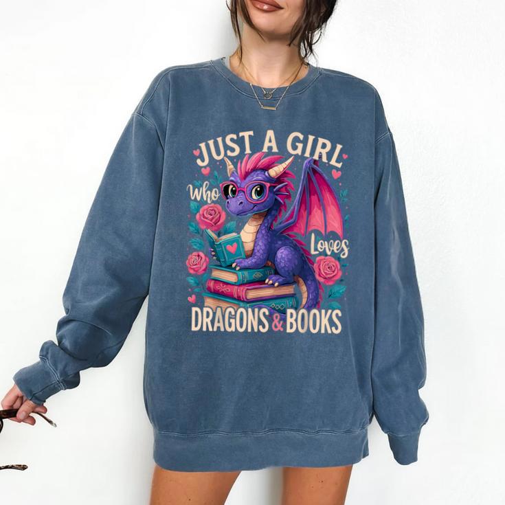 Just a Girl Who Loves Dragons And Books Dragon Comfort Colors Sweatshirt