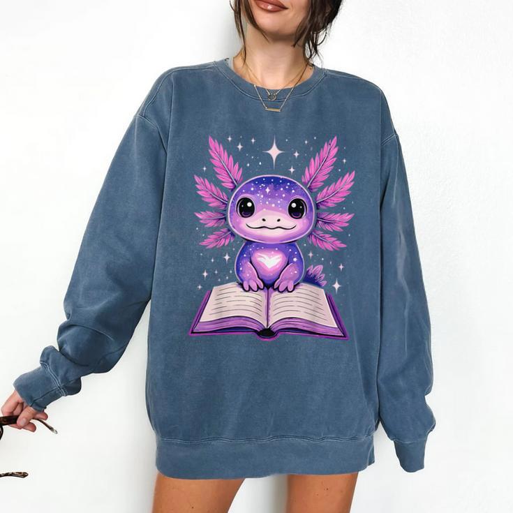 Kawaii Axolotl Cute Axolotls Reading Book Comfort Colors Sweatshirt