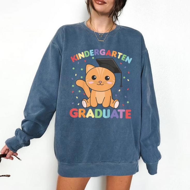 Kids Kindergarten Graduate Cat Graduation Comfort Colors Sweatshirt