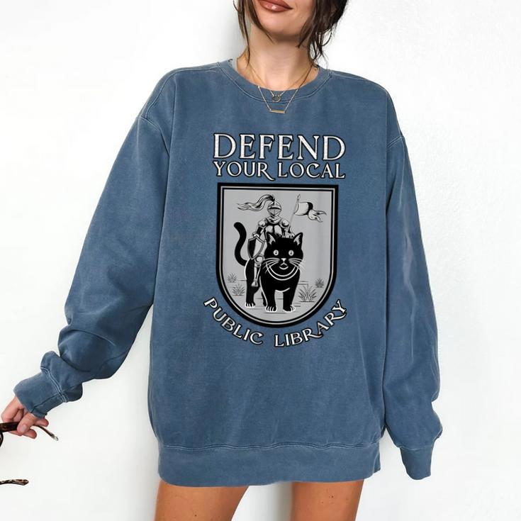 Knight Cat Defend Your Public Library Book Lover Comfort Colors Sweatshirt