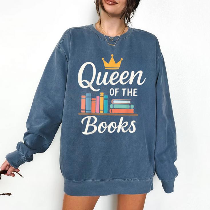 Librarian Queen Of The Books Book Reading Library Comfort Colors Sweatshirt