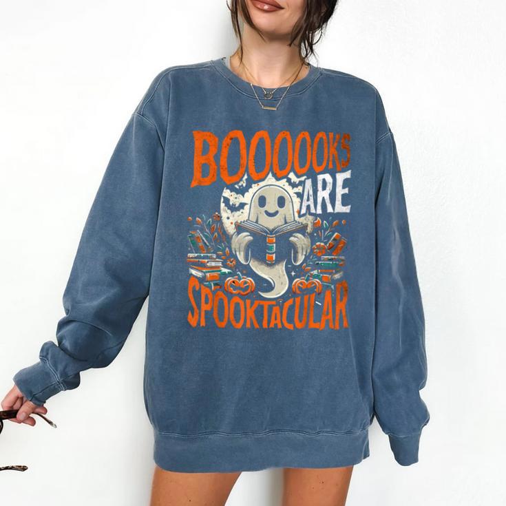 Library Halloween Book Lover Ghost With Books Comfort Colors Sweatshirt