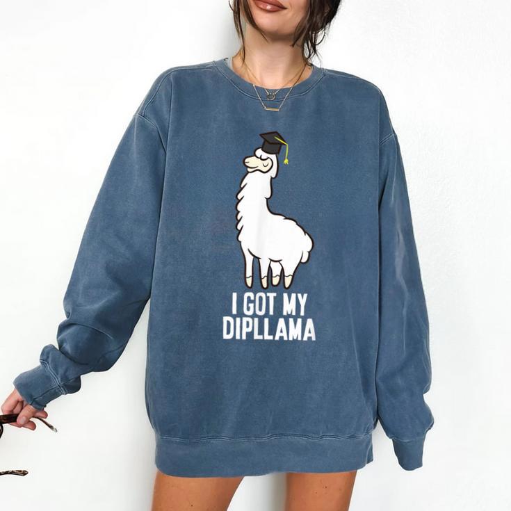 LLama Graduation I Got My Dipllama Cute Llama Comfort Colors Sweatshirt
